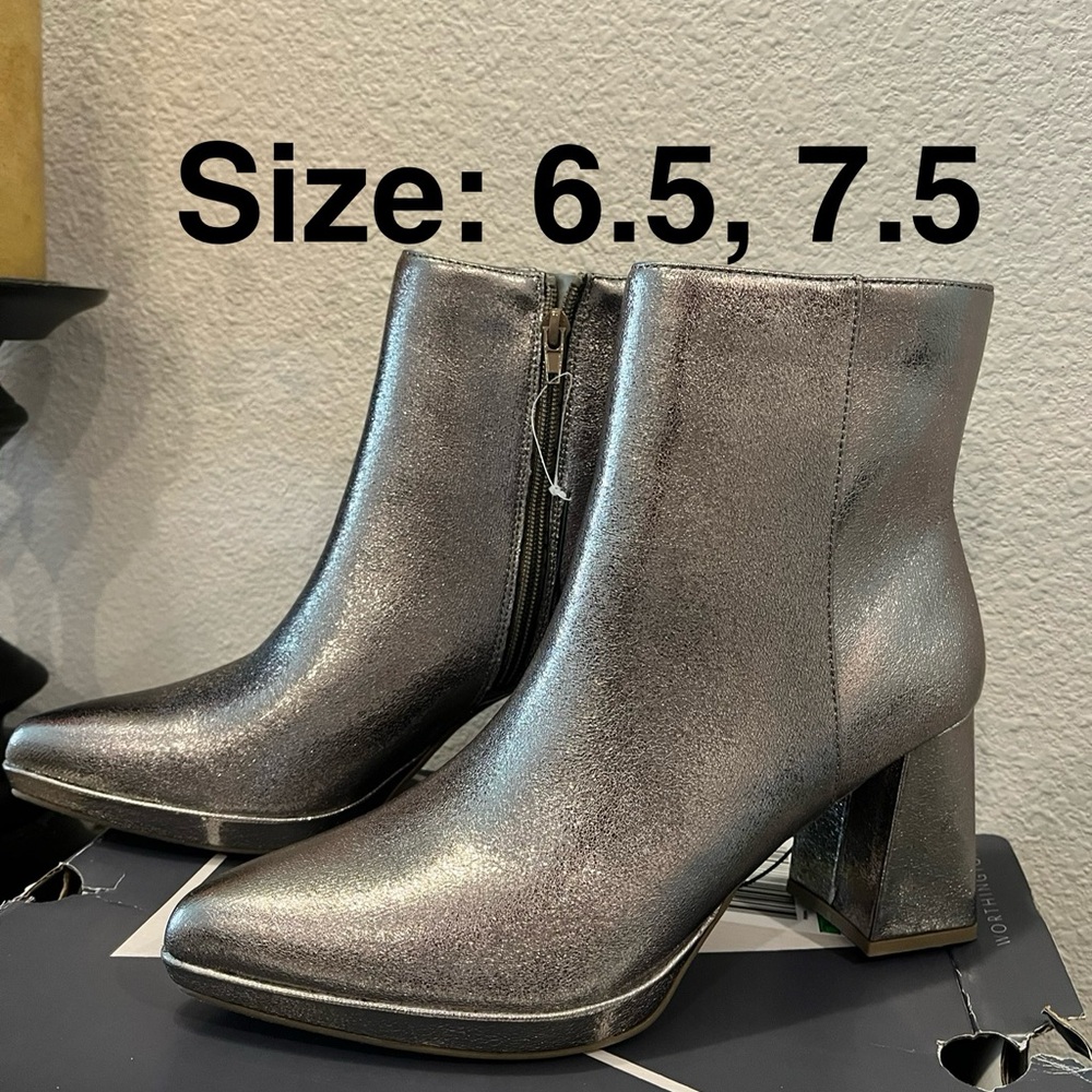 Worthington Metallic Silver Ankle Booties